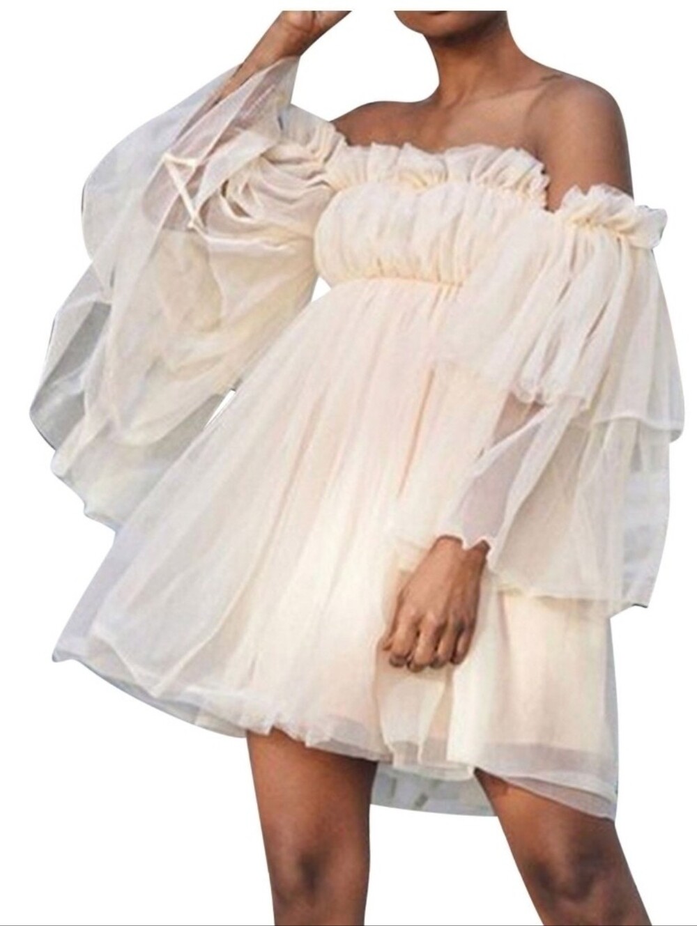 Angelcore Fairy Coquette Babydoll Boho Mesh Festival Sheer Ruffle Romantic Mini